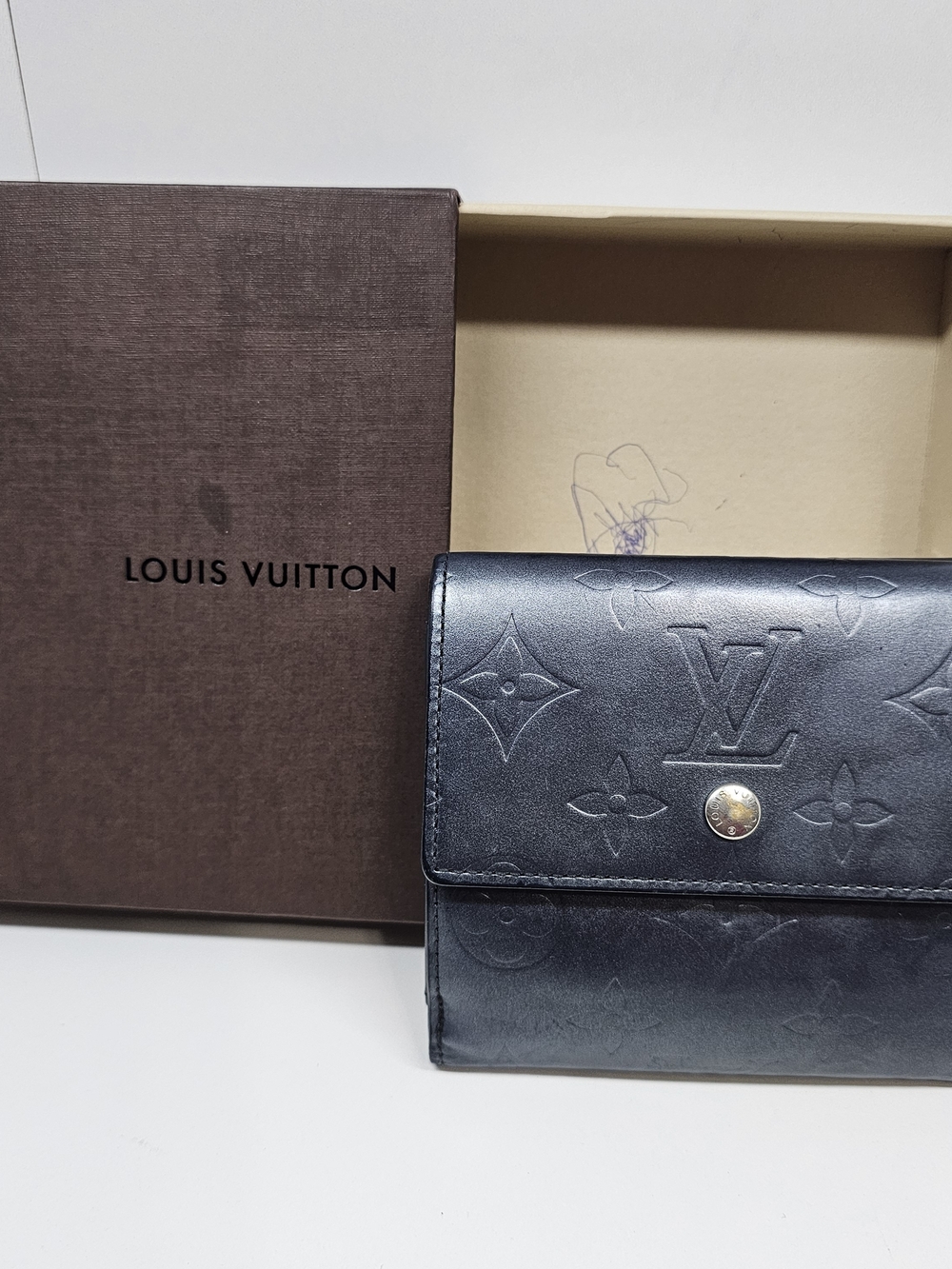 Louis Vuitton Black Monogram Embossed Compact Wallet
